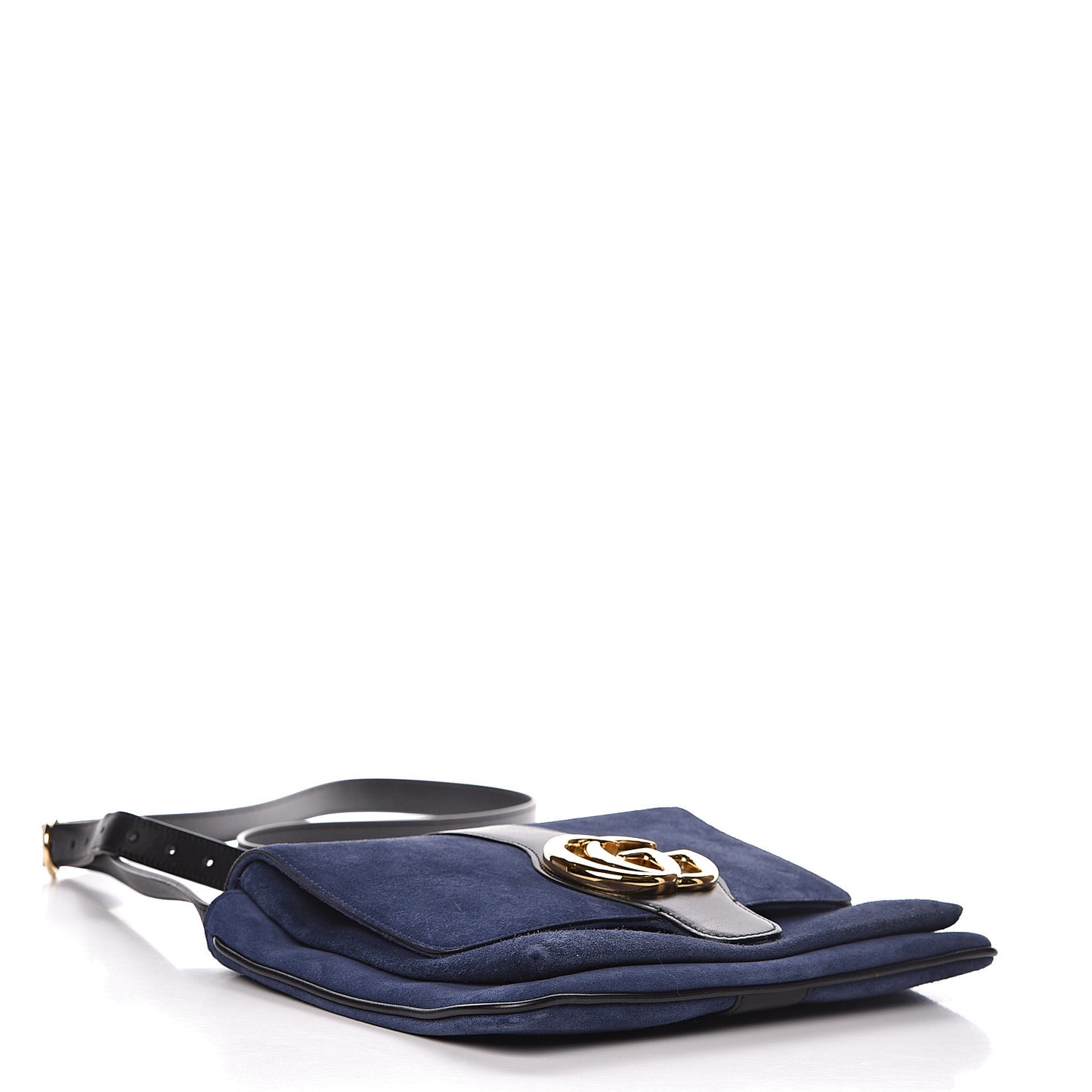 Suede Medium Arli Flap Shoulder Bag Blue Ink Black