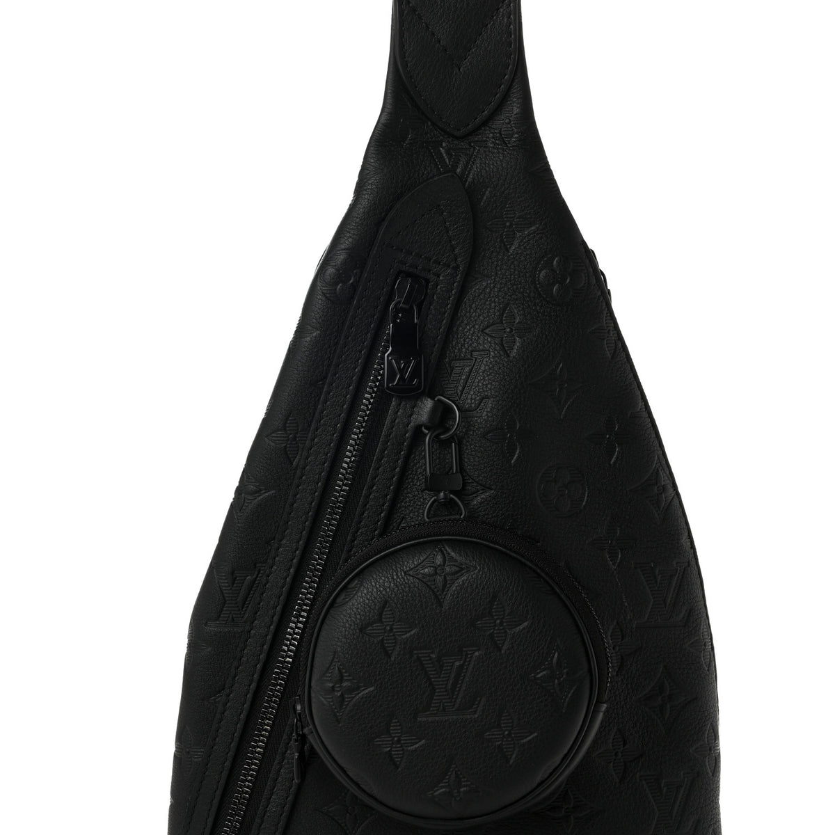 Calfskin Shadow Monogram Duo Slingbag Black