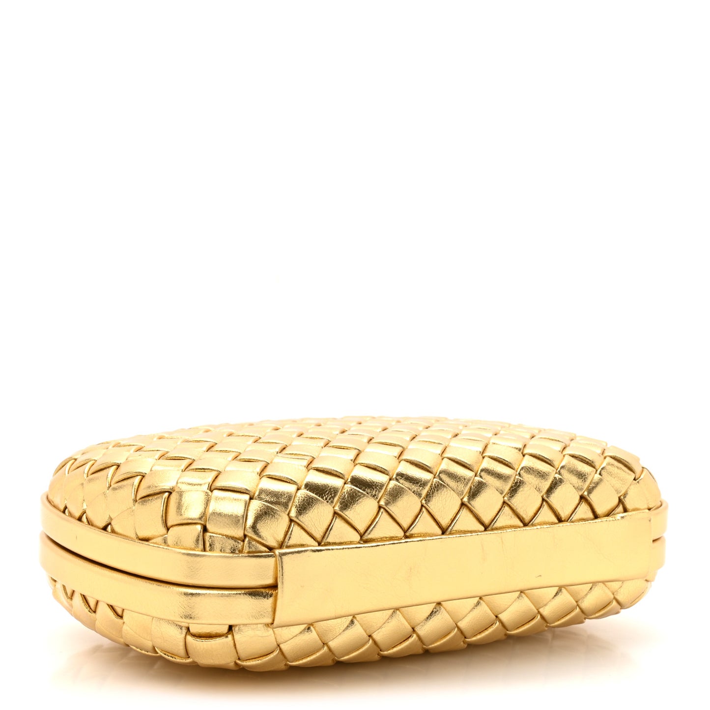 Metallic Intreccio Minaudiere Knot Clutch Gold
