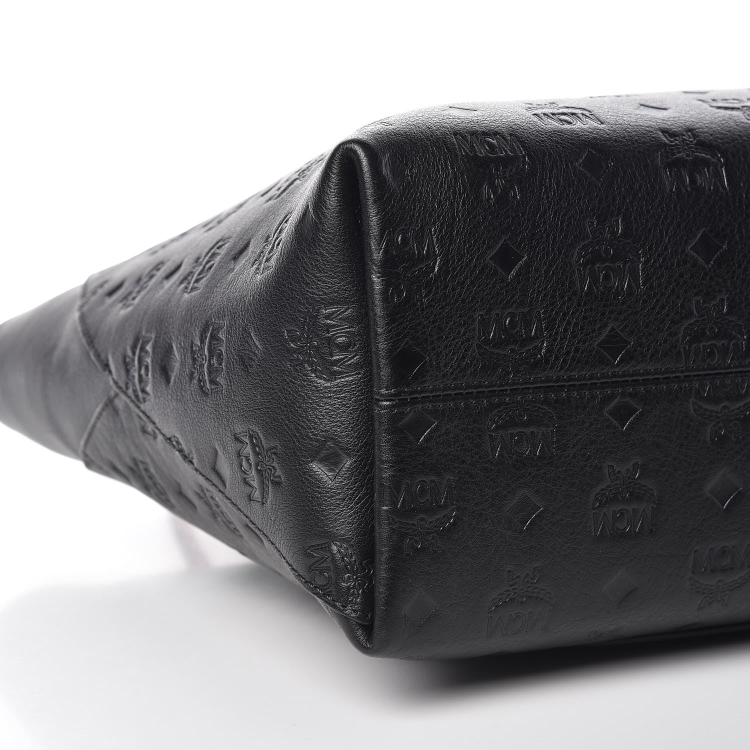 MCM Calfskin Ottomar Monogram Medium Klara Shopper Tote Black 9 of 10