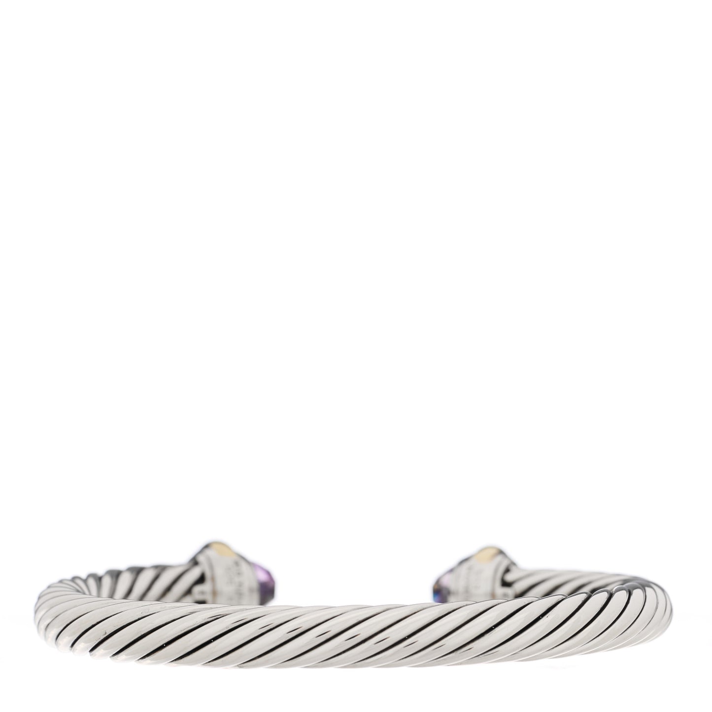 Sterling Silver 14K Yellow Gold Amethyst 7mm Cable Classics Bracelet