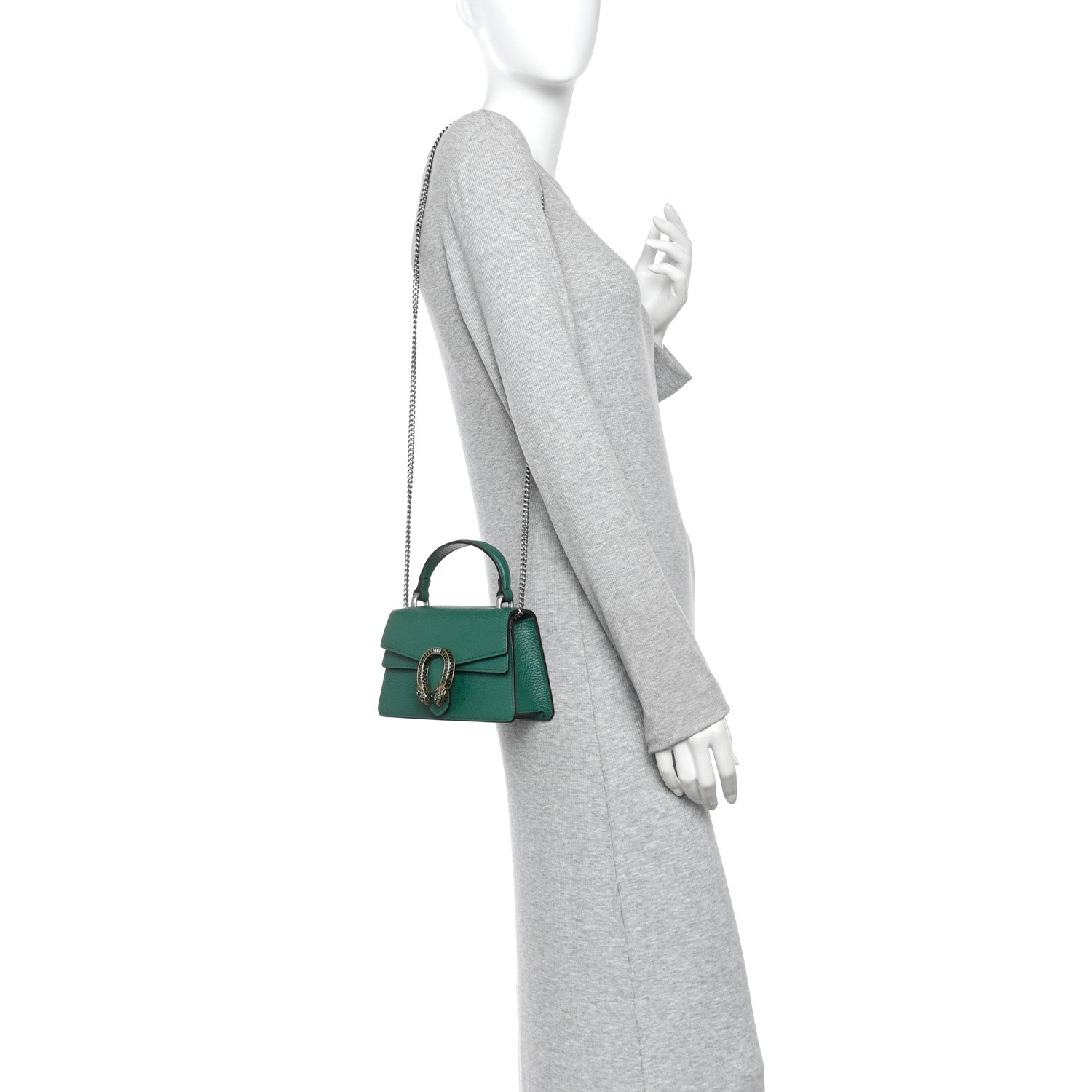 Gucci Dollar Calfskin Crystal Mini Dionysus Top Handle Bag Emerald 2 of 10