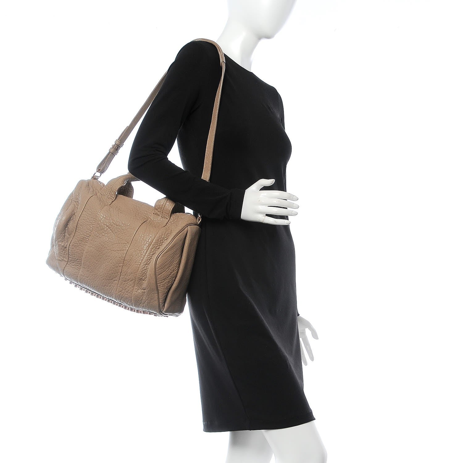 Alexander Wang Pebbled Lambskin Rocco Latte Rose Gold Hardware 3 of 9