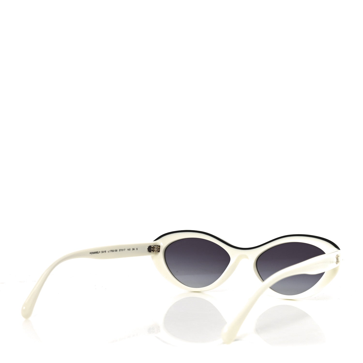 Chanel Acetate Oval Sunglasses 5416 White Black 4 of 7