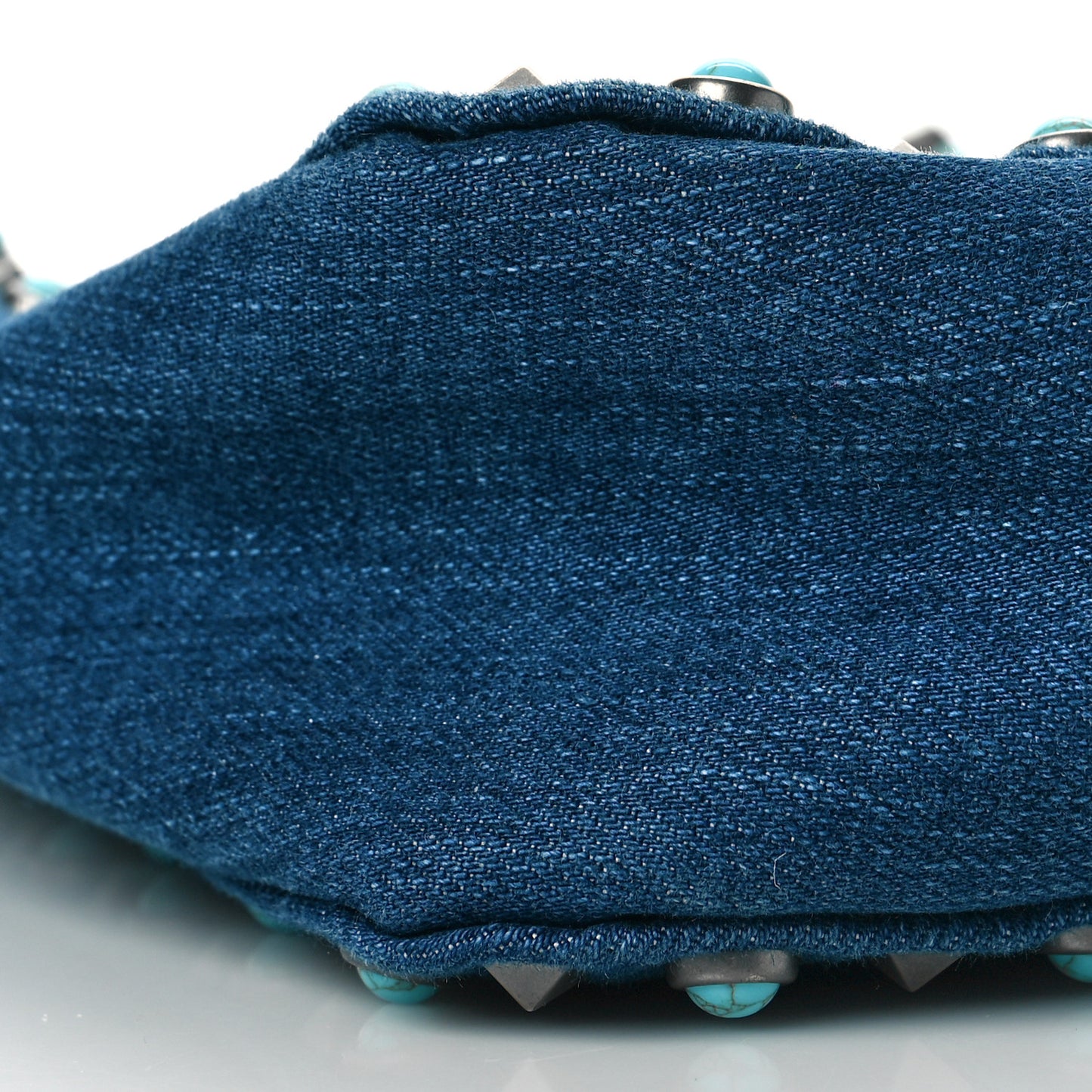 Denim Small Guitar Strap Rockstud Rolling Flip-Lock Messenger Bag Blue