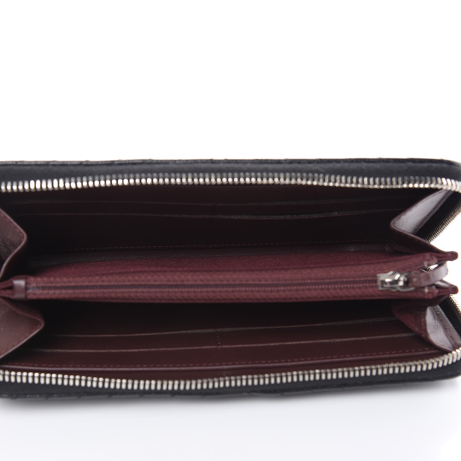 Chanel Caviar Chevron Quilted Large Gusset Zip Around Wallet Black 5 of 11