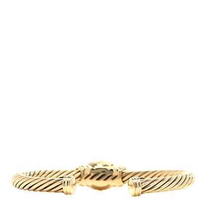 David Yurman 18K Yellow Gold Blue Topaz 5mm Noblesse Cable Bracelet 6 of 10