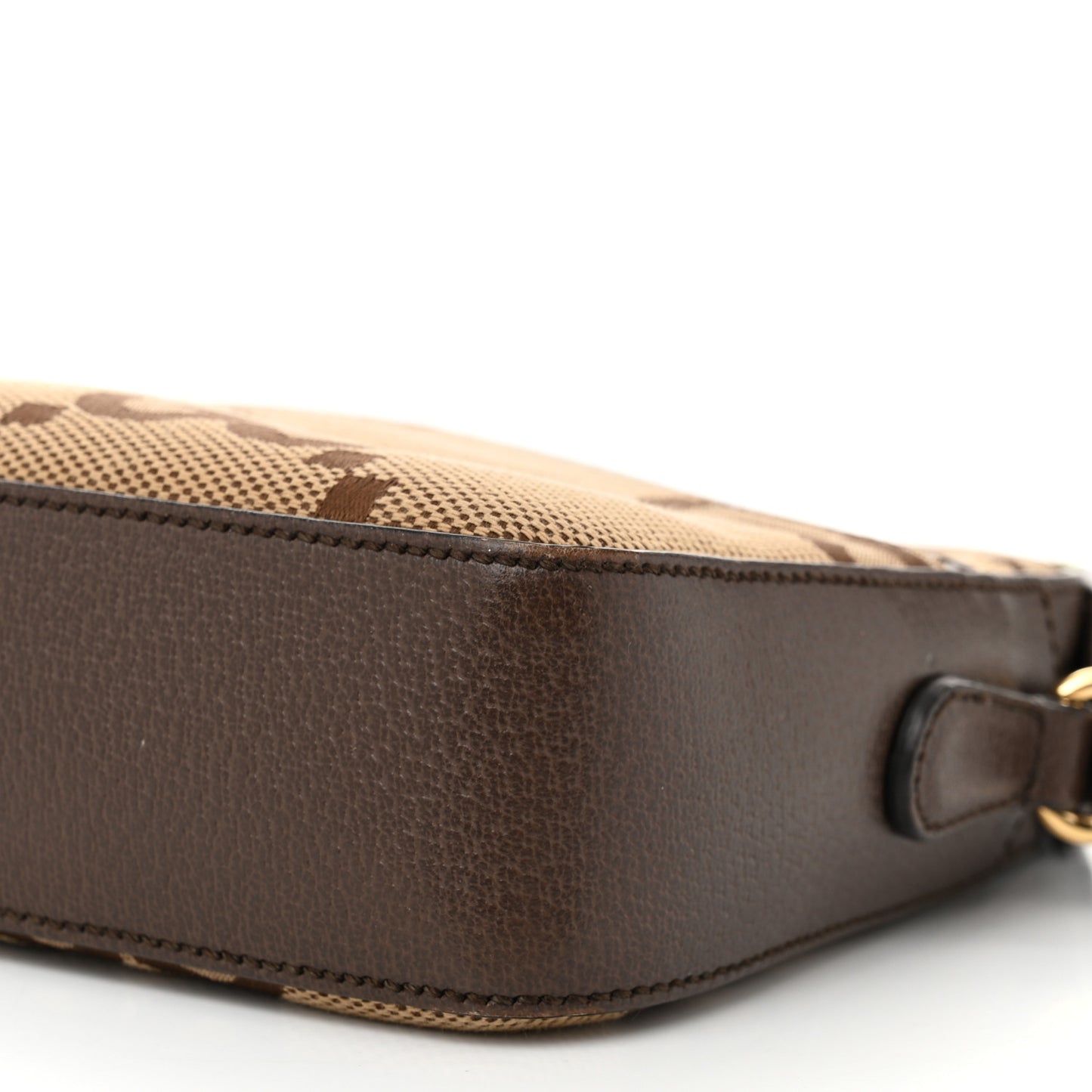 Monogram Jumbo GG Textured Dollar Calfskin Web Messenger Shoulder Bag Camel Ebony New Acero