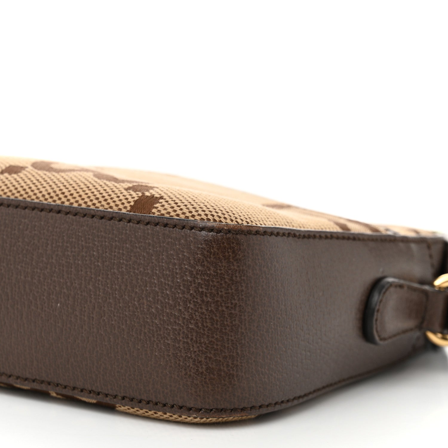 Gucci Monogram Jumbo GG Textured Dollar Calfskin Web Messenger Shoulder Bag Camel Ebony New Acero 10 of 10