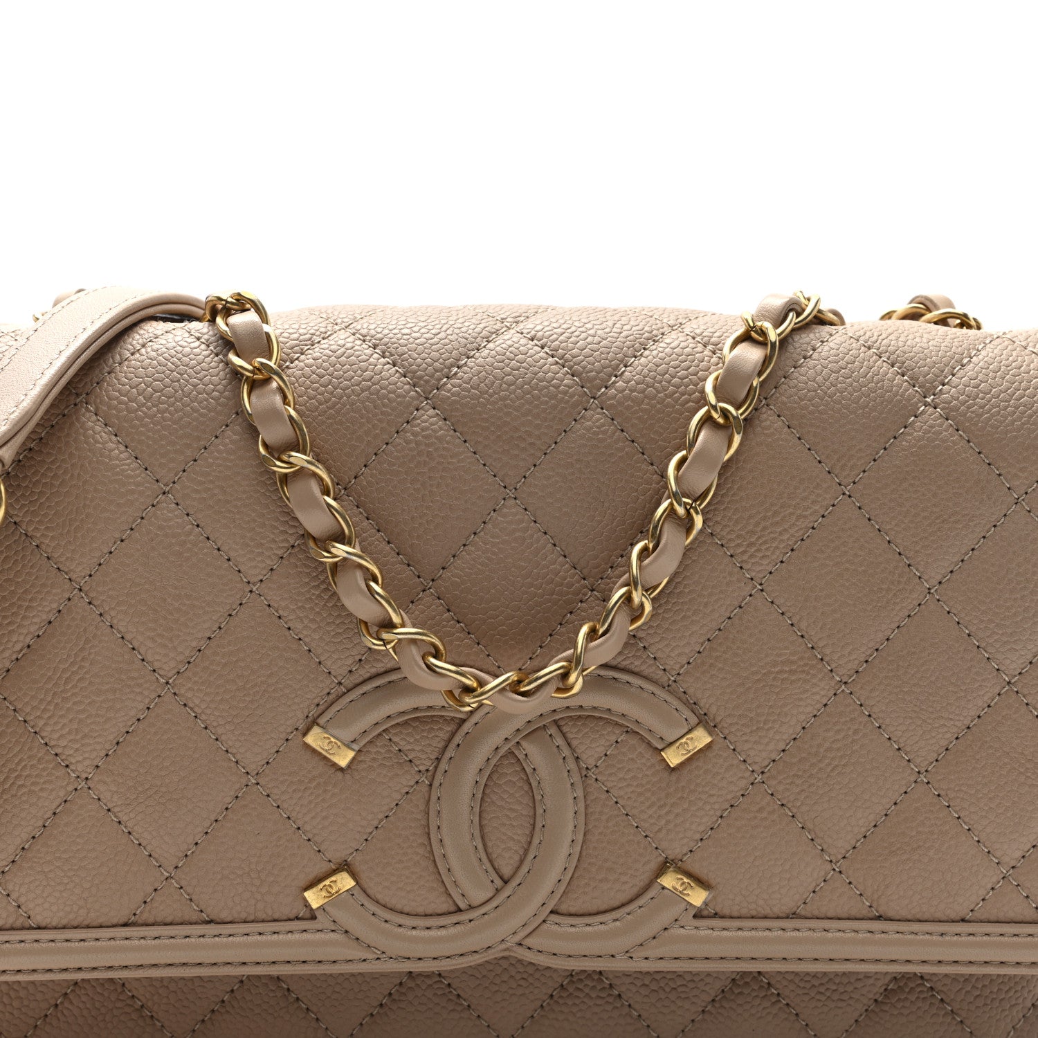 Chanel Caviar Quilted Medium CC Filigree Flap Beige 8 of 10