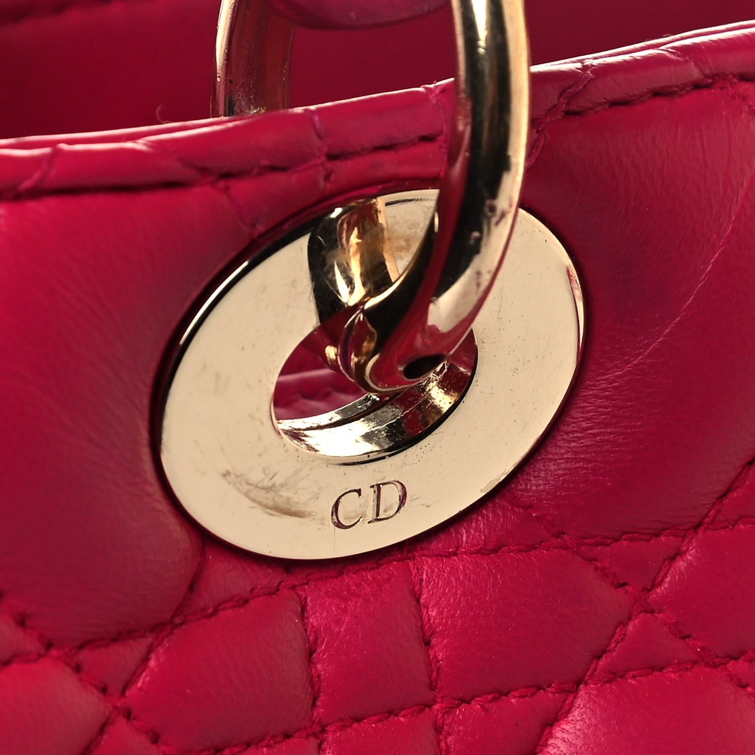 Christian Dior Lambskin Cannage Large Lady Dior Fuchsia 13 of 15