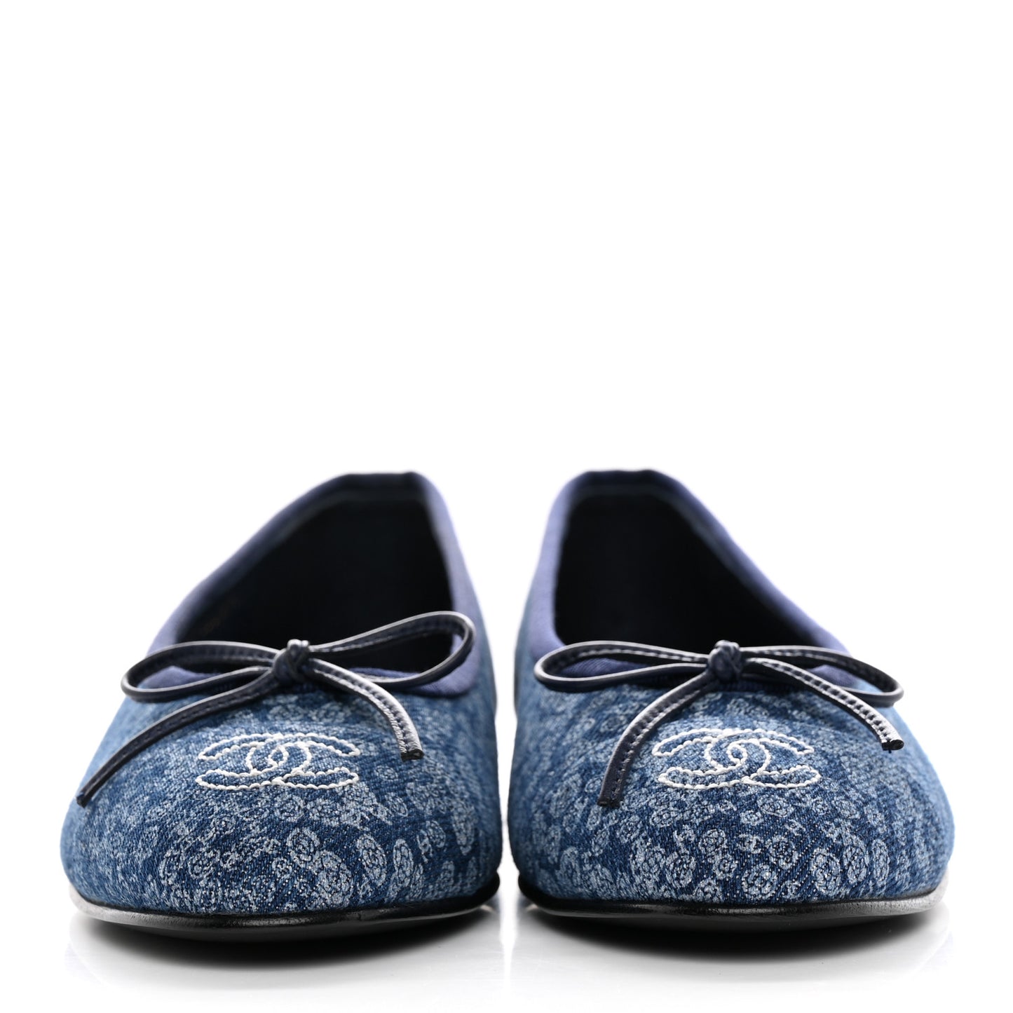 Denim Camellia Print Ballerina Flats 36.5 Dark Blue