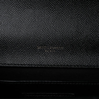 Saint Laurent Grain De Poudre Textured Mixed Matelasse Triquilt Medium Monogram Monochrome Satchel Black 6 of 9