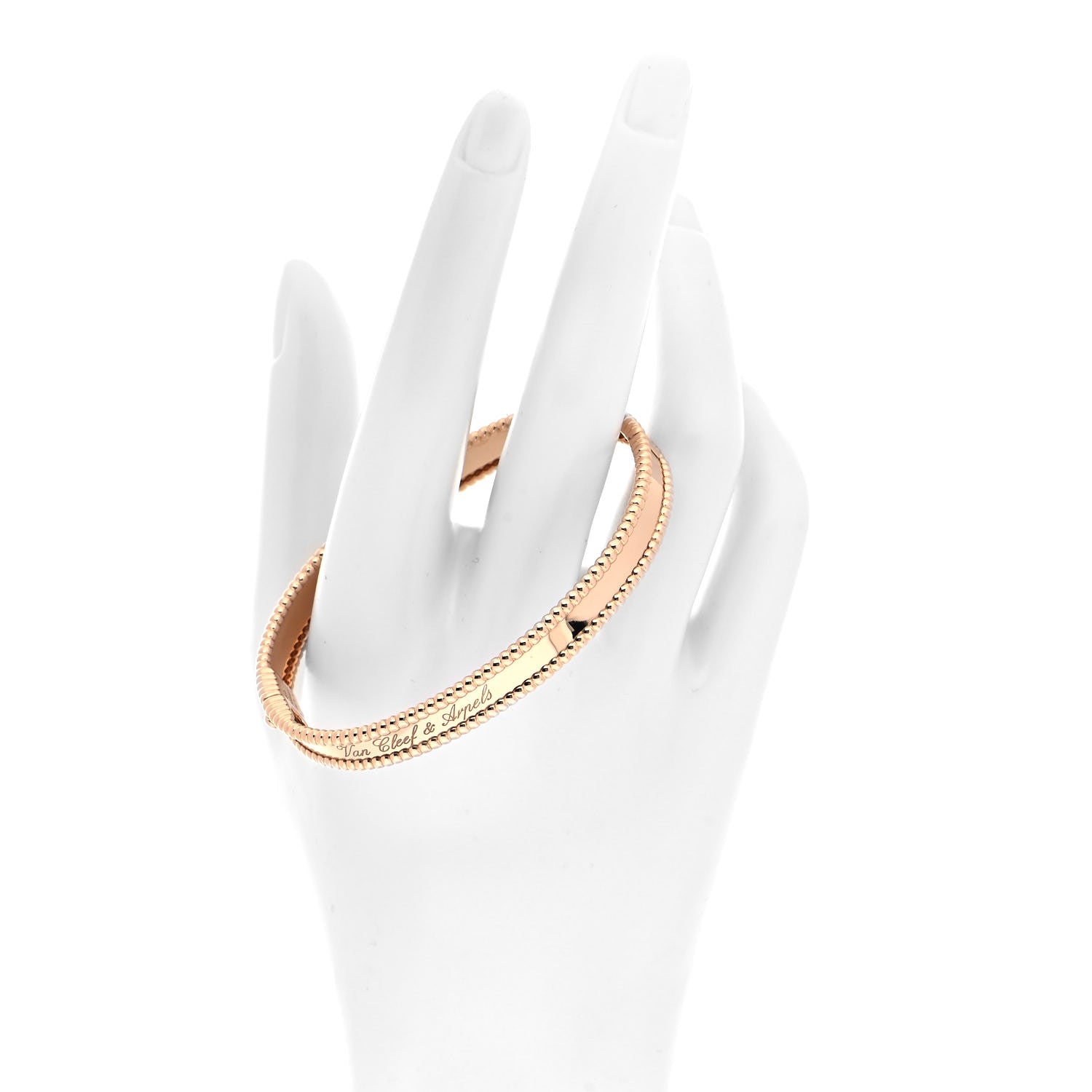 Van Cleef & Arpels 18K Rose Gold Perlee Signature Bangle Bracelet L 2 of 6