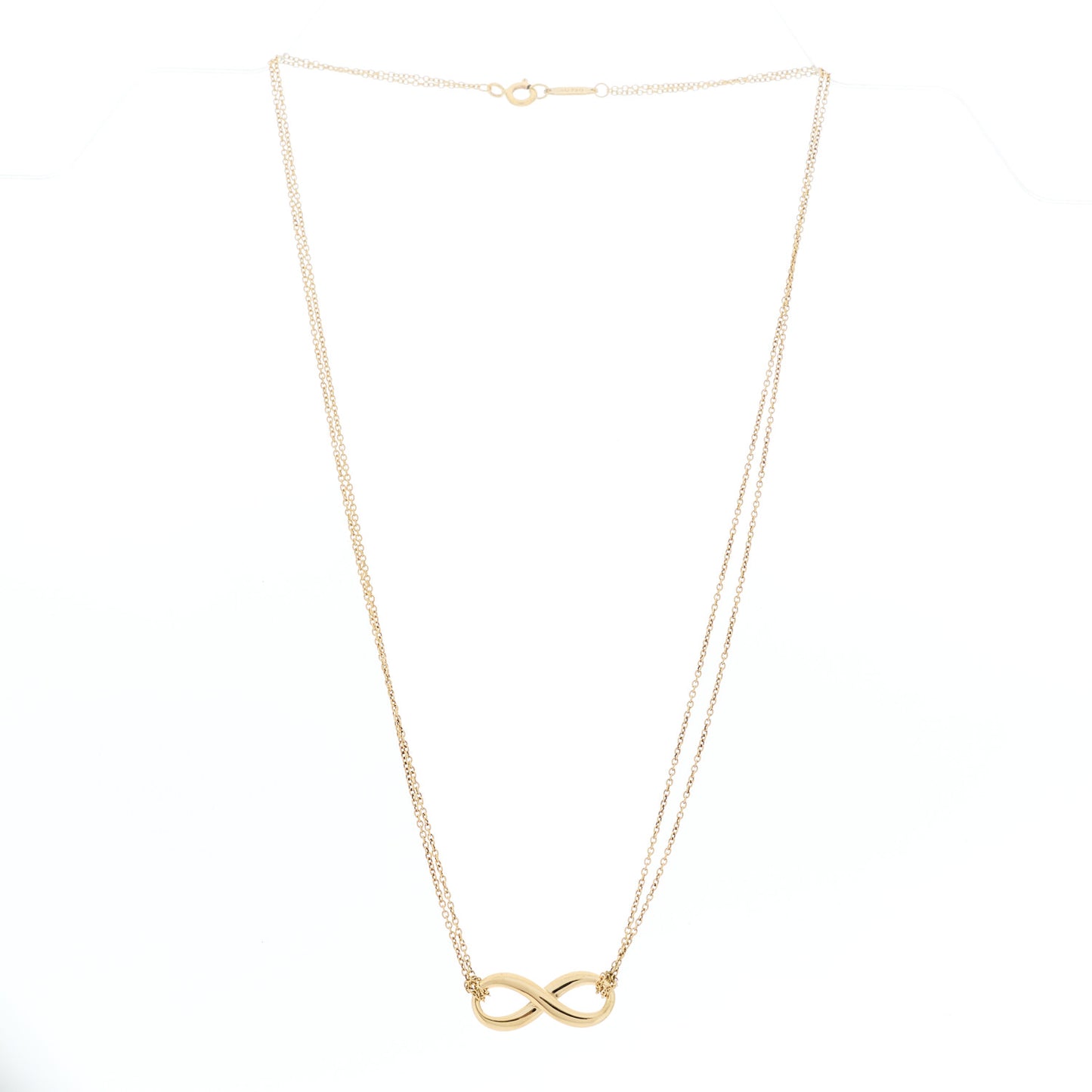 18K Yellow Gold Infinity Double Chain Pendant Necklace