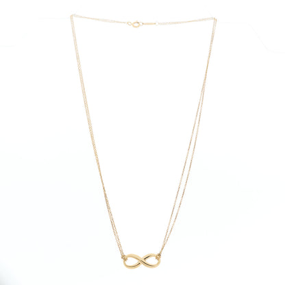 Tiffany 18K Yellow Gold Infinity Double Chain Pendant Necklace 3 of 6