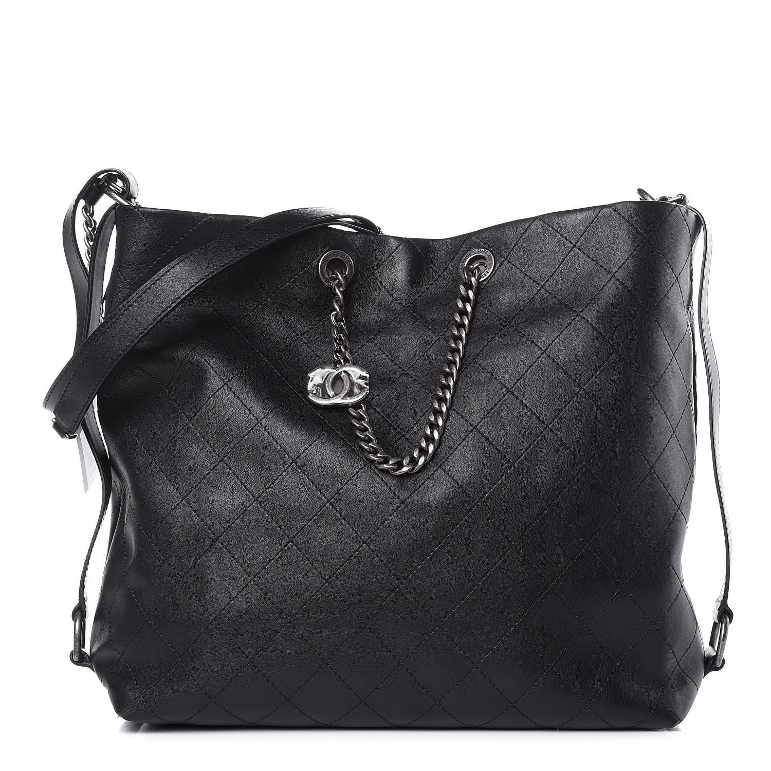 Chanel Calfskin Stitched Large Hobo Black 1 of 9