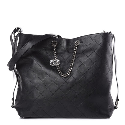 Chanel Calfskin Stitched Large Hobo Black 1 of 9