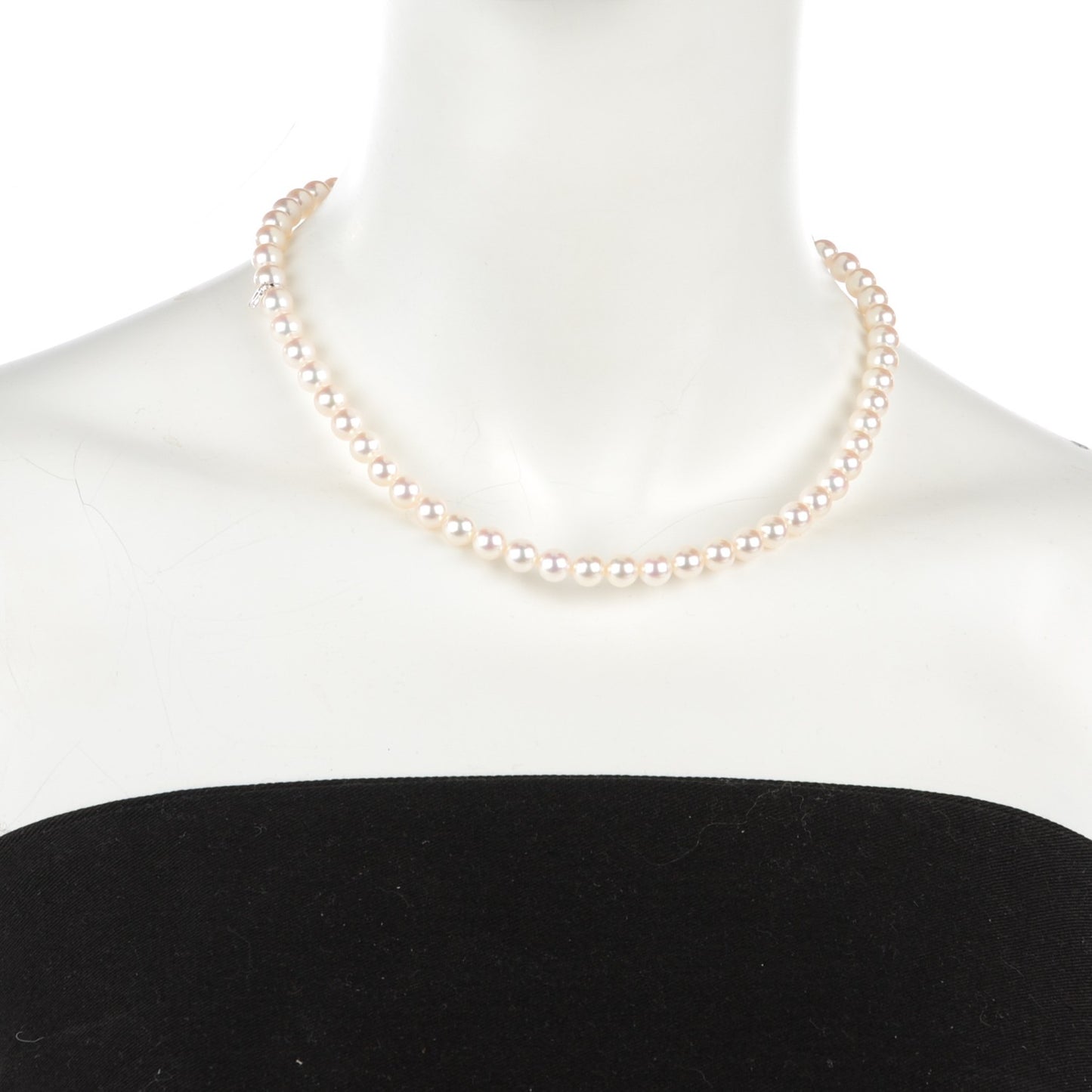 18K White Gold Akoya Pearl 7-7.5mm Strand Necklace 16"