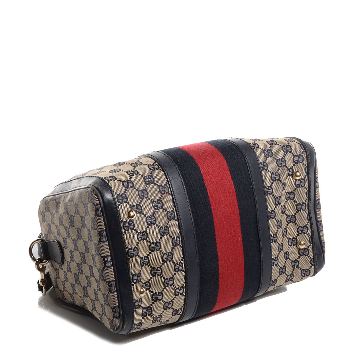 Monogram Selleria Calfskin Vintage Web Medium Boston Beige Blue