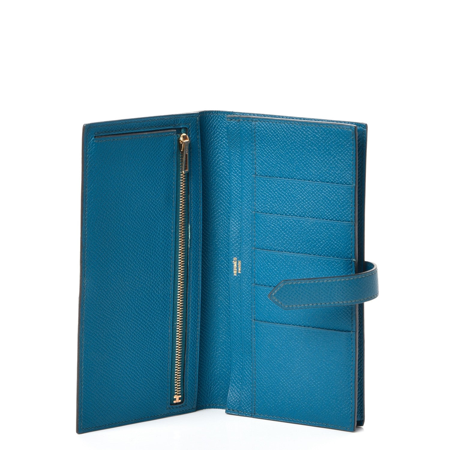 Hermes Epsom Bearn Gusset Wallet Bleu Izmir 5 of 8