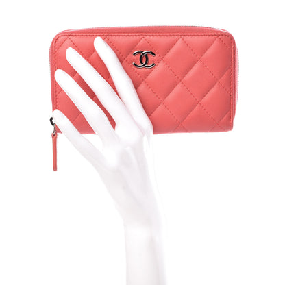Chanel Lambskin Quilted Small Zip Around Wallet Pink 2 of 9