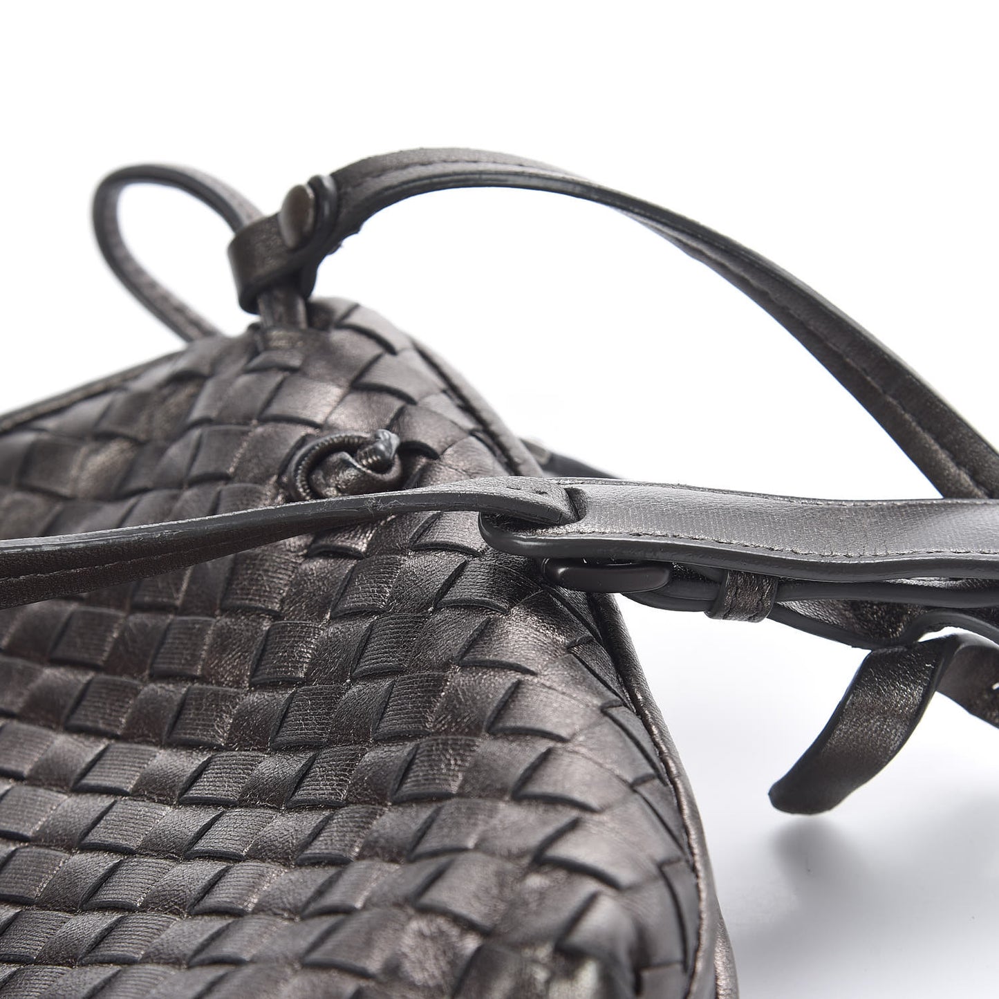 Metallic Nappa Intrecciato Nodini Crossbody Messenger Bronze