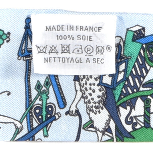Hermes Silk La Folle Parade Twilly Bleu Ciel Vert Cobalt 7 of 7