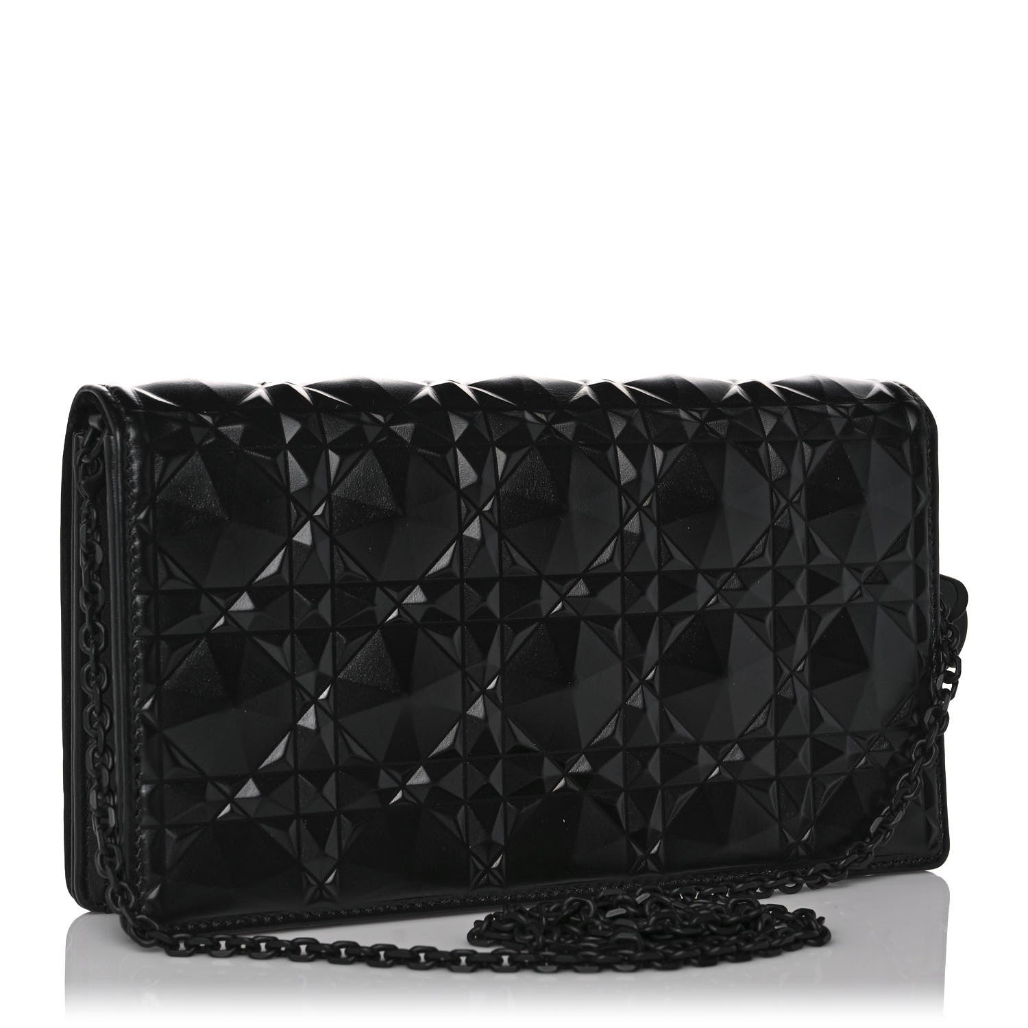 Christian Dior Calfskin Cannage Diamond Lady Dior Chain Wallet Black 2 of 10