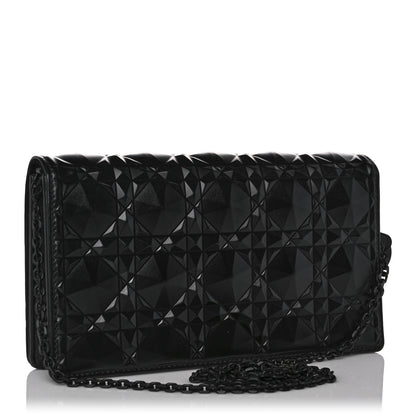 Christian Dior Calfskin Cannage Diamond Lady Dior Chain Wallet Black 2 of 10