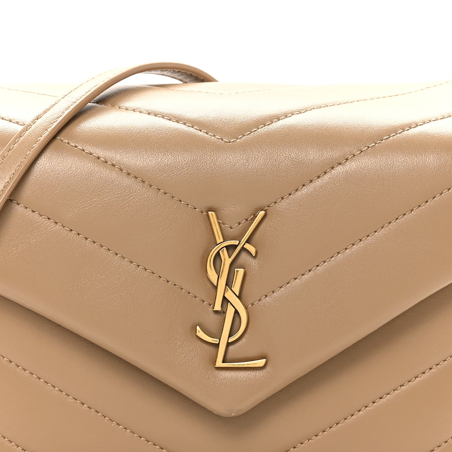 Saint Laurent Calfskin Y Quilted Monogram Toy Loulou Crossbody Bag Dark Latte 8 of 12