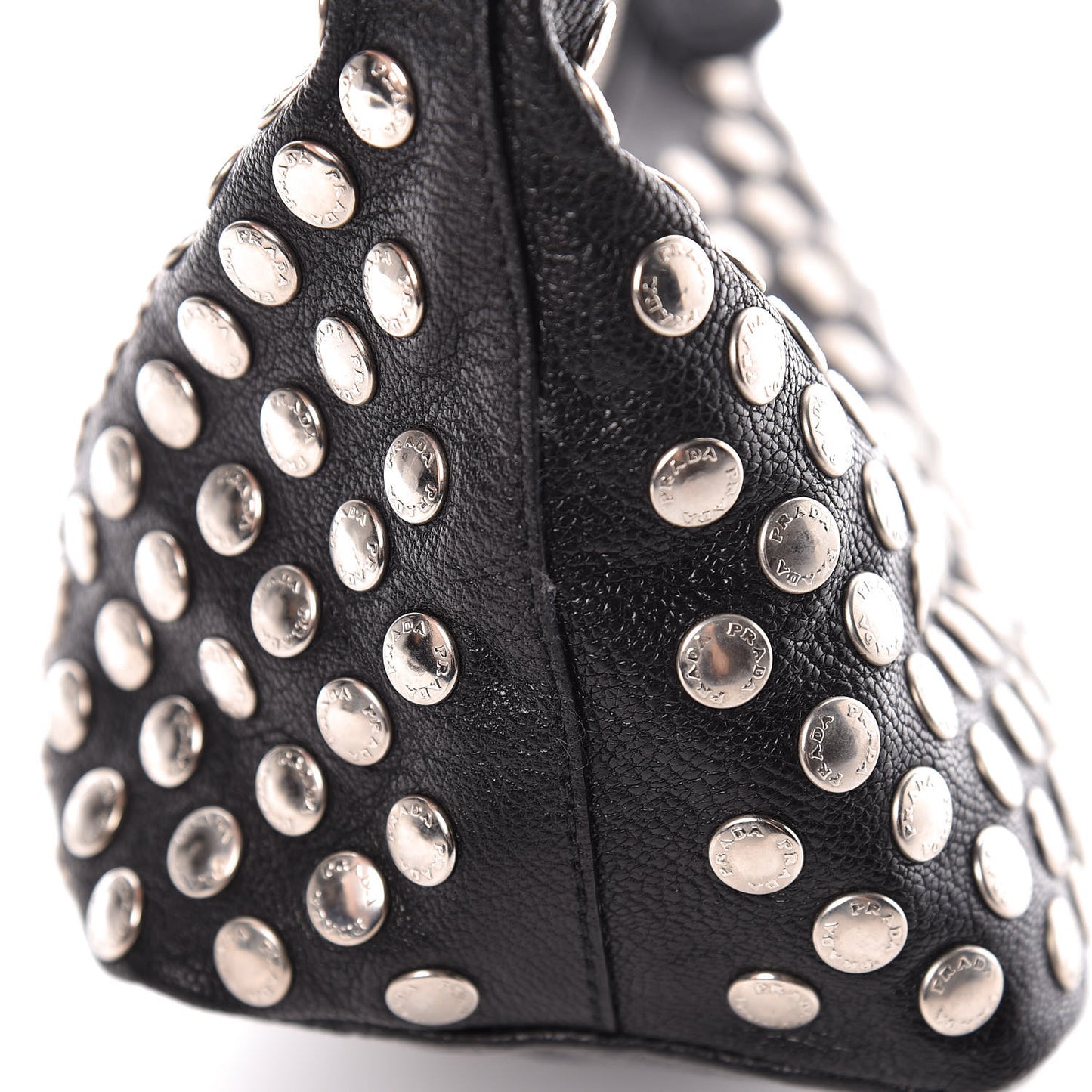 Muflone Metal Studded Necessaire Shoulder Bag Black