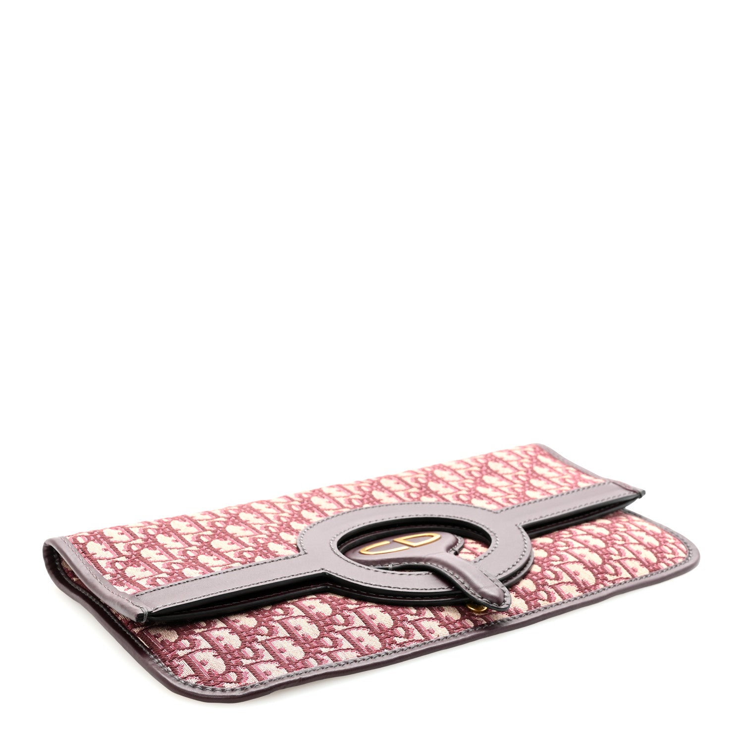 Christian Dior Oblique Fold Over Clutch Burgundy 4 of 6