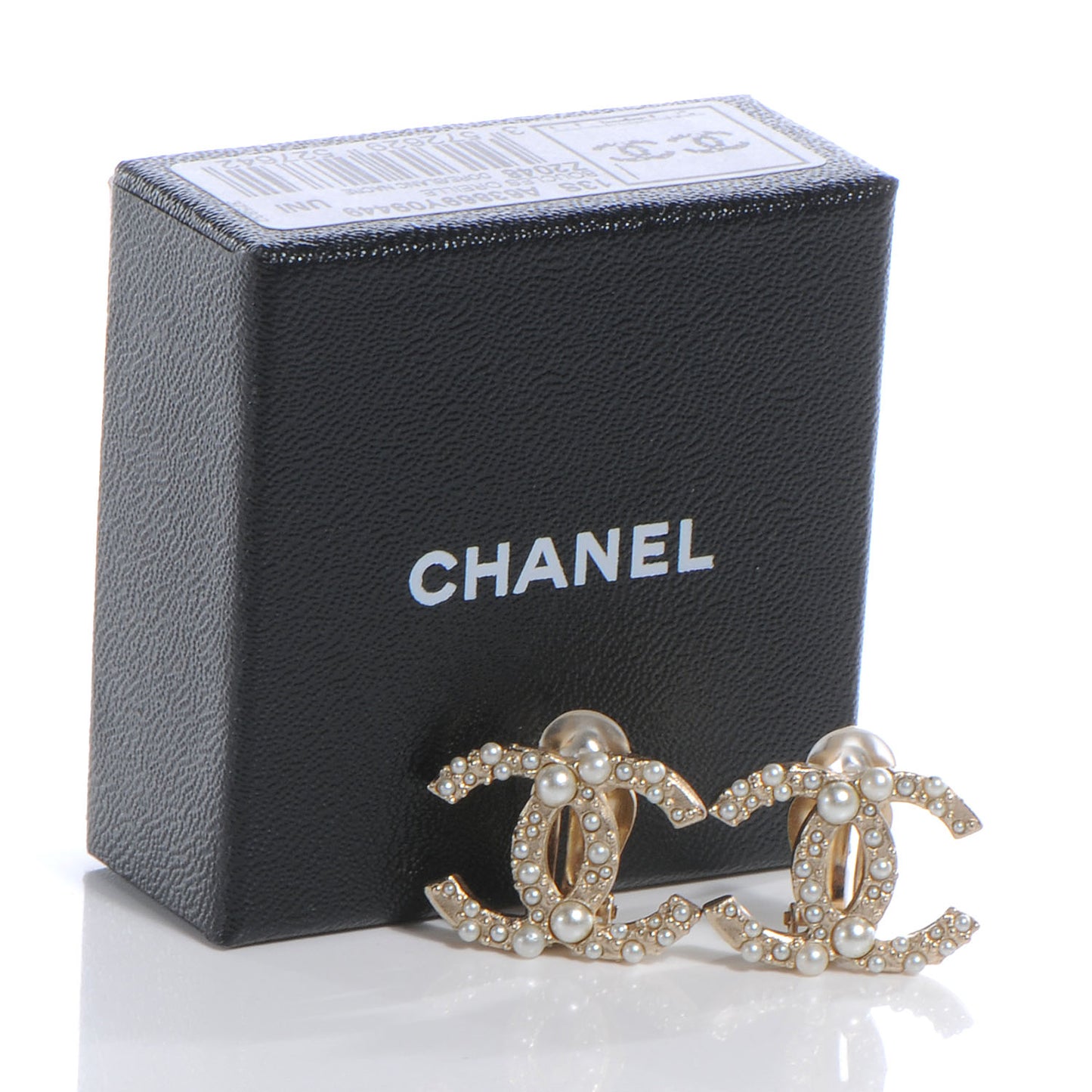 Pearl CC Logo Earrings Clip On Gold