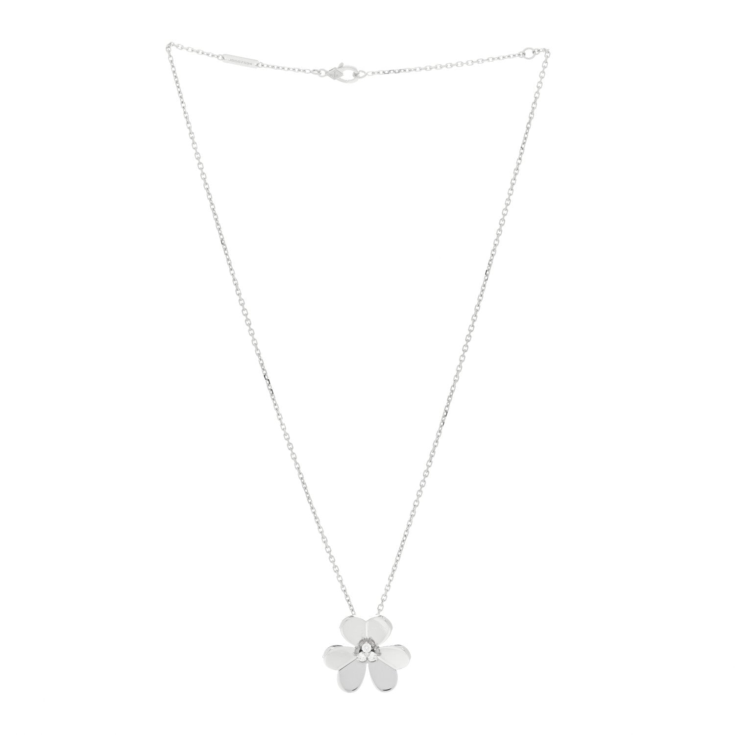 Van Cleef & Arpels 18K White Gold Diamond Large Frivole Pendant Necklace 2 of 3