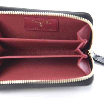 Chanel Shiny Goatskin Quilted Chanel 19 Zip Around Coin Purse Wallet Black 5 of 8