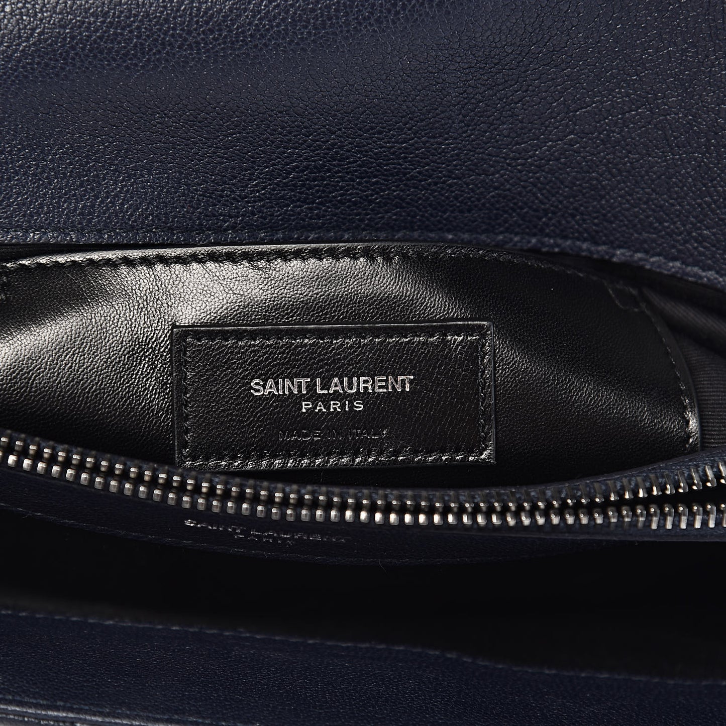 Sheepskin Matelasse Chevron Monogram Large College Satchel Navy Blue