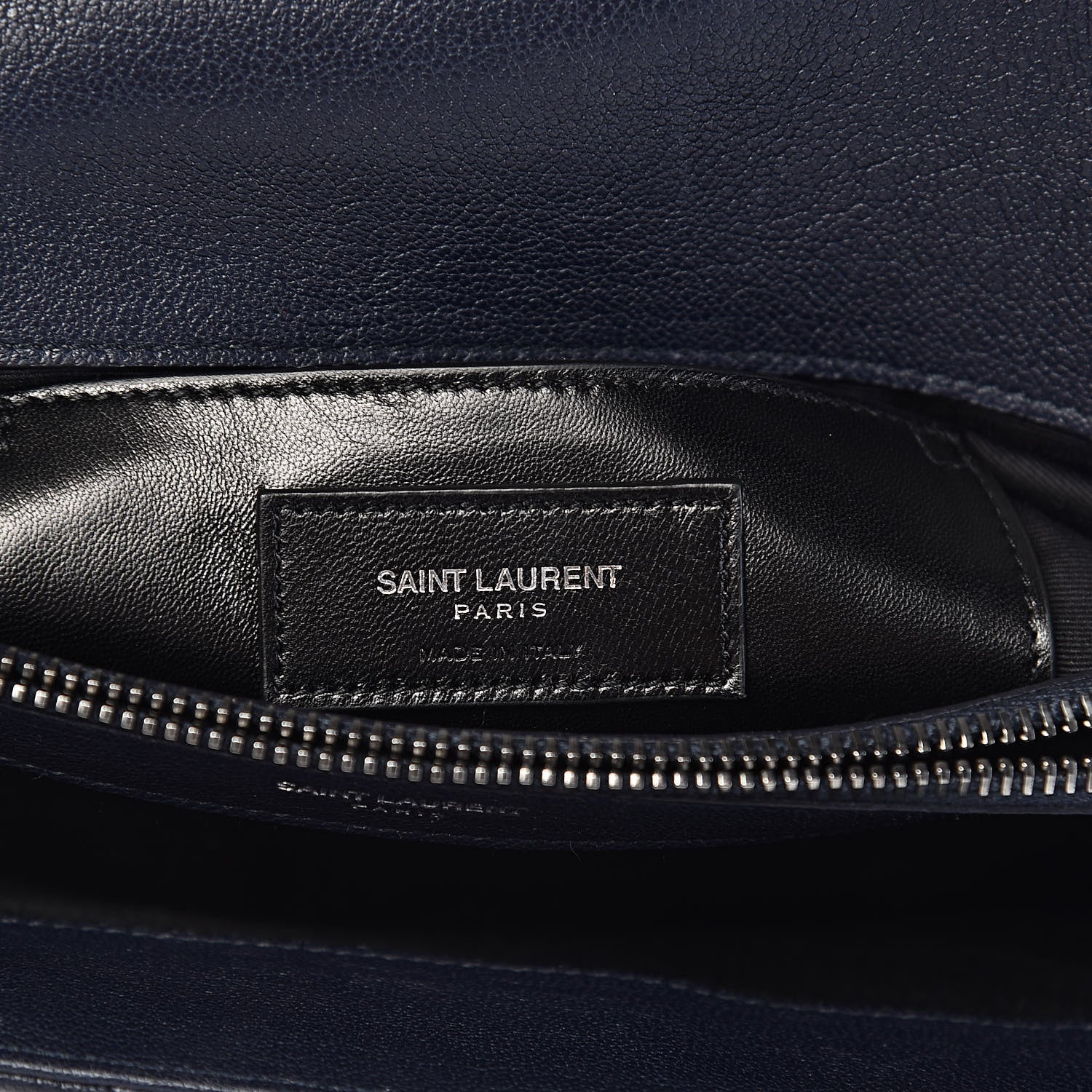 Saint Laurent Sheepskin Matelasse Chevron Monogram Large College Satchel Navy Blue 8 of 11
