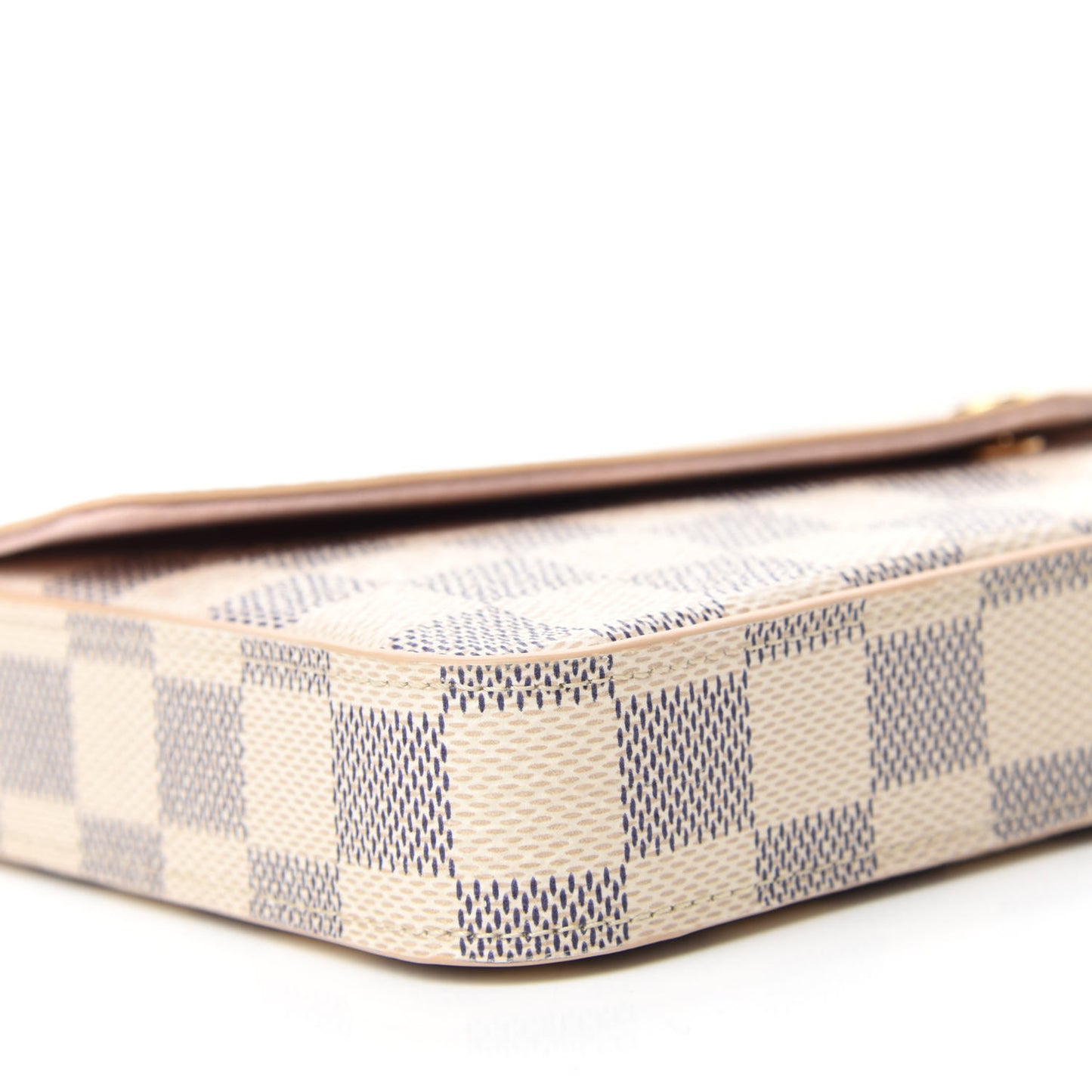 Damier Azur Pochette Felicie Chain Wallet Rose Ballerine