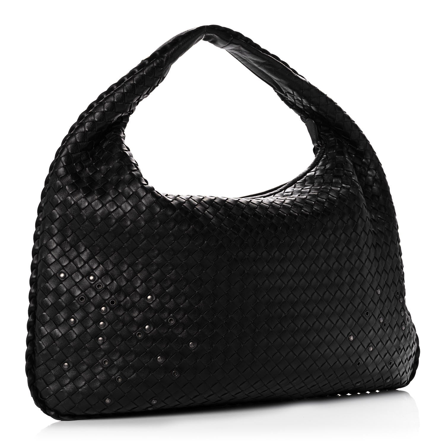 Bottega Veneta Nappa Intrecciato Studded Large Veneta Hobo Black 3 of 10