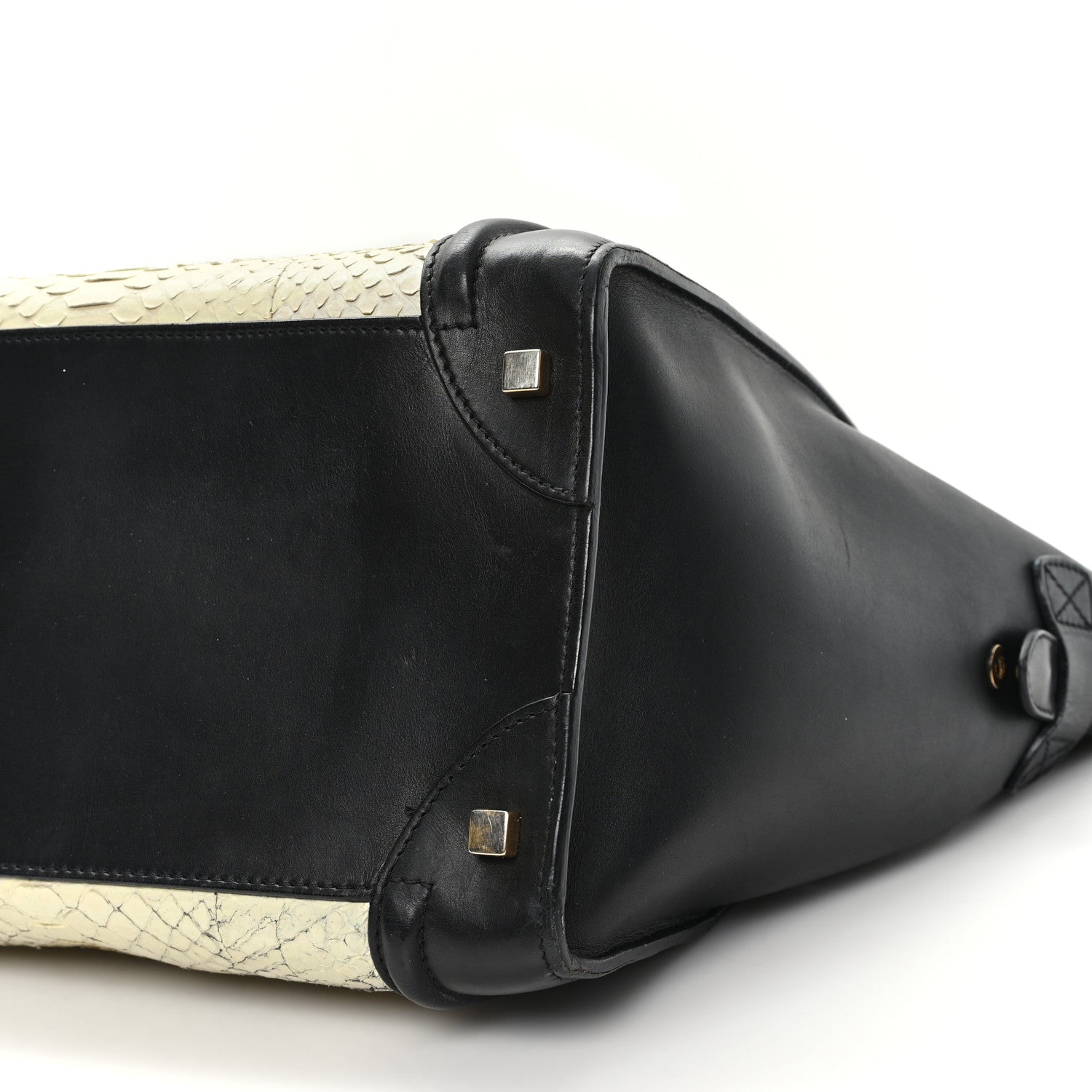 Celine Calfskin Snakeskin Mini Luggage Black White 9 of 11