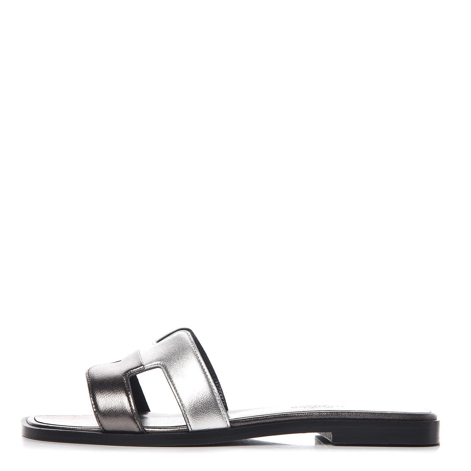 Hermes Metallic Nappa Oran Sandals 35 Canon De Fusil Argent 1 of 9