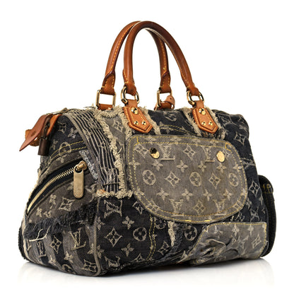 Louis Vuitton Denim Patchwork Speedy 30 Blue 2 of 14
