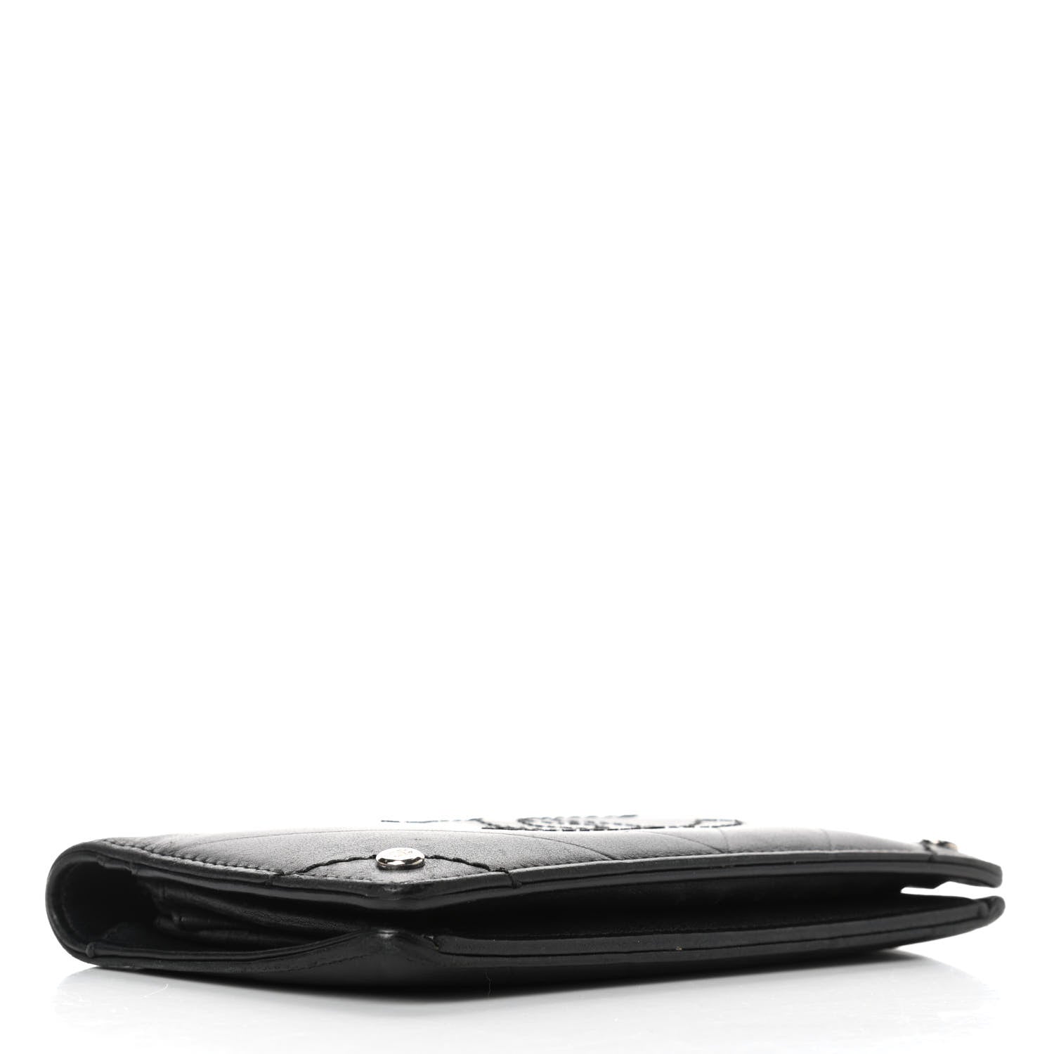 Chanel Lambskin Chevron Quilted CC Yen Wallet Black 4 of 11