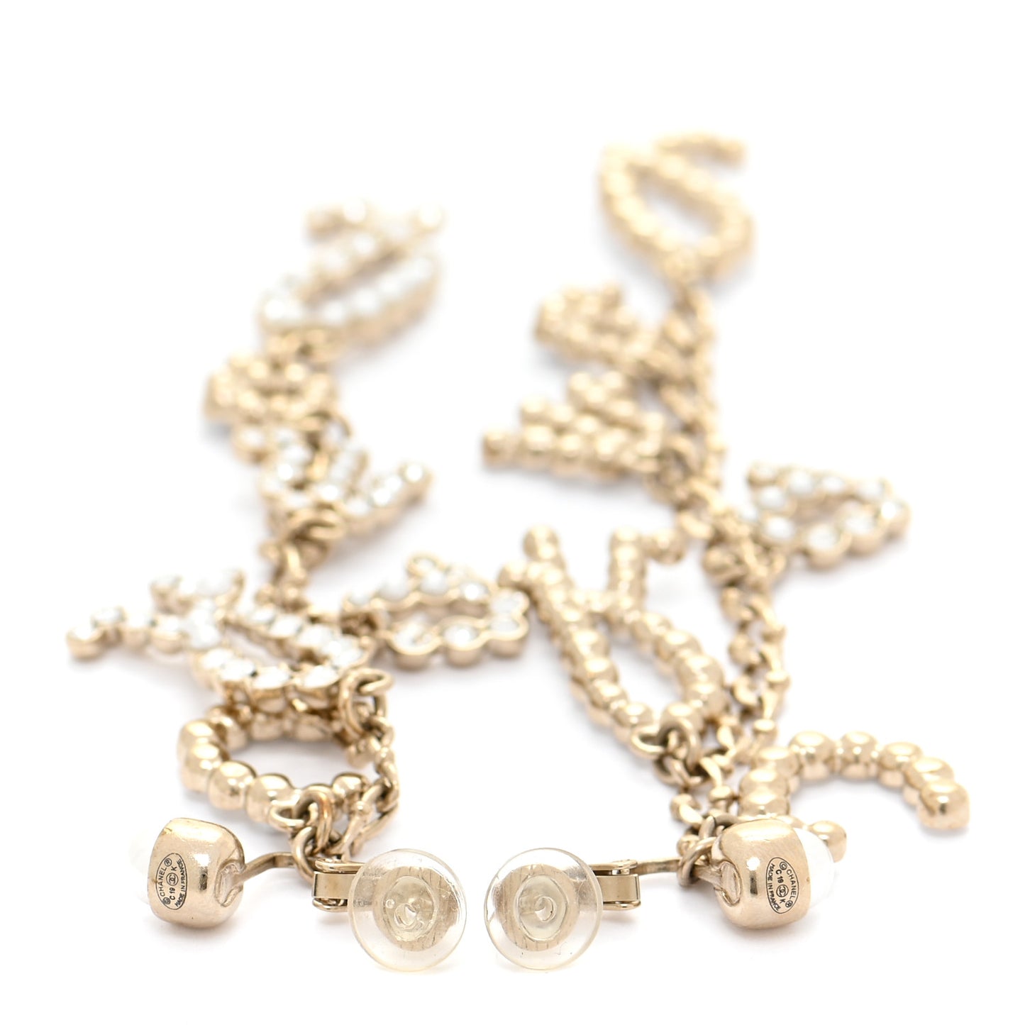 Crystal Pearl Drop Letter Earrings Gold