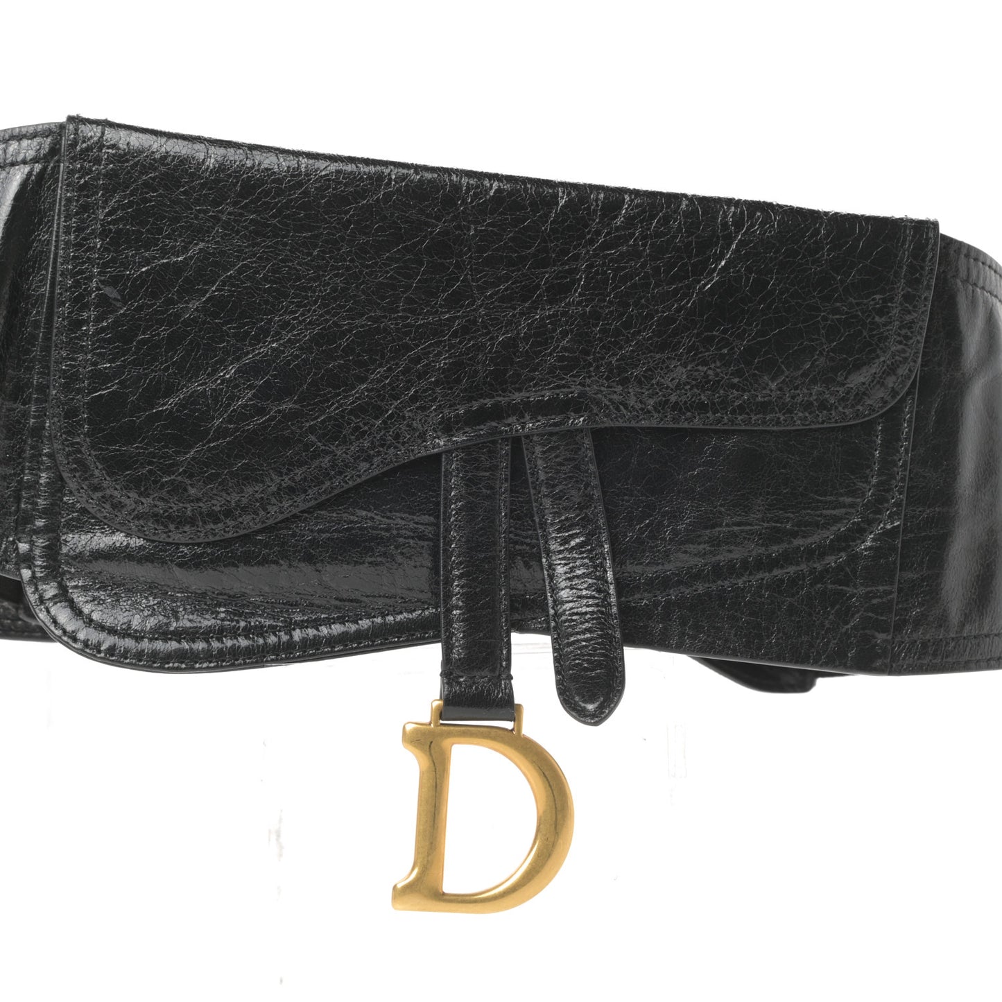Crinkled Lambskin 135mm Saddle Belt Black