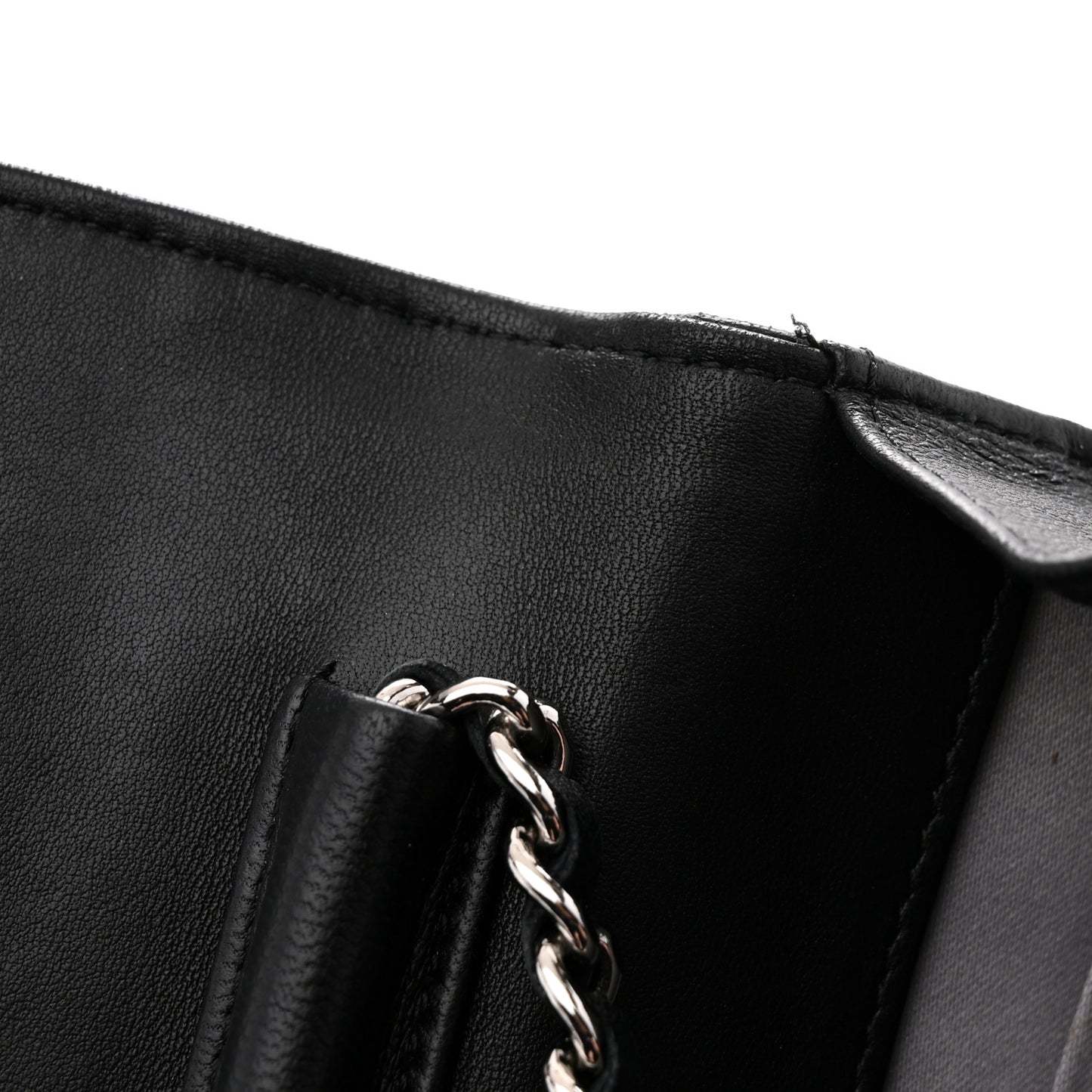 Lambskin Camellia Embossed Wallet On Chain WOC Black