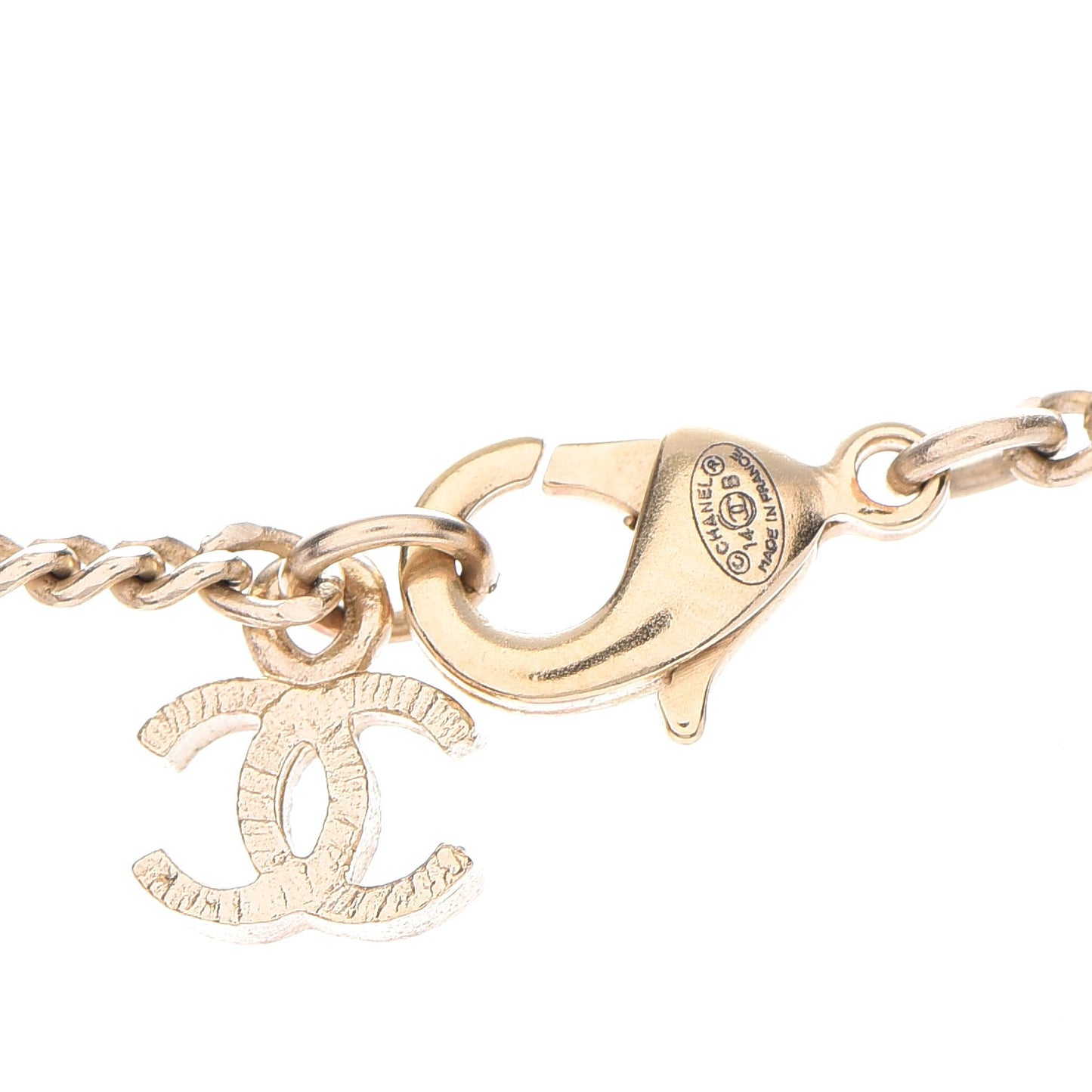 Pearl CC Pendant Necklace Gold