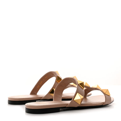 Valentino Garavani Calfskin Roman Stud Flat Slide Sandals 38 Rose Cannelle 4 of 9