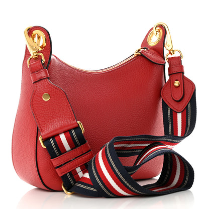 Prada Vitello Phenix Small Zippered Messenger Hobo Rosso 3 of 12